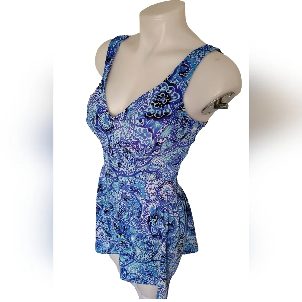 Artisan Ikat Empire Swim Dress One Piece